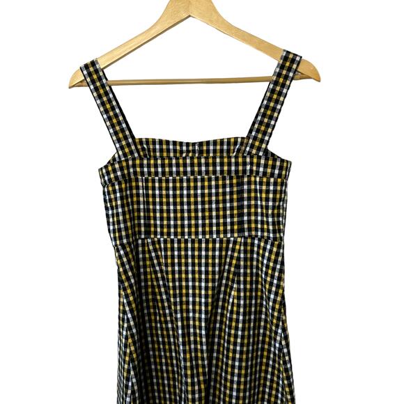 Hollister Yellow & Black Checkered Wide Strap Button Front Jumper Dress Sz XS - Picture 7 of 7